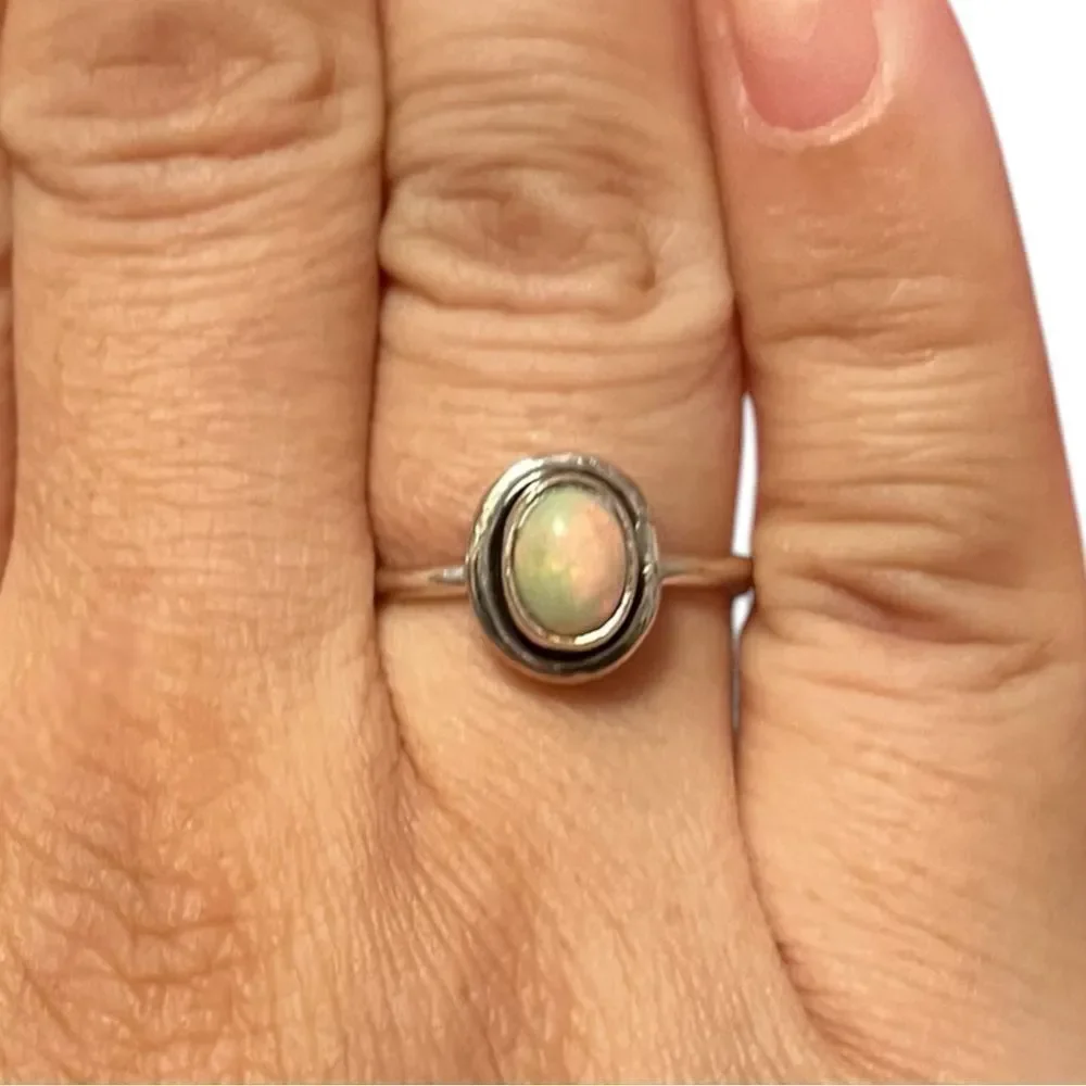 Genuine Ethiopian Opal Sterling Silver Ring Size 7